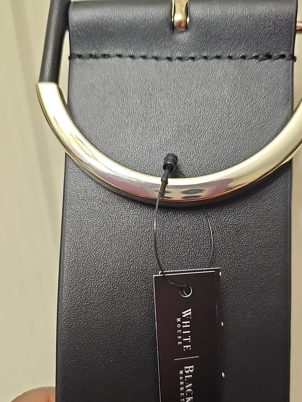 White House Black Market Black Belt with Gold Ring Buckle